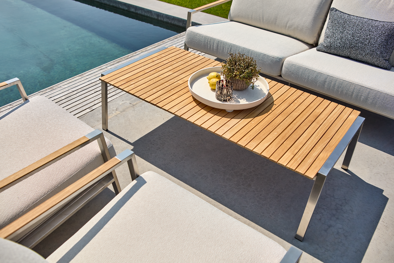 Naos table salon Acier inoxydable/teck