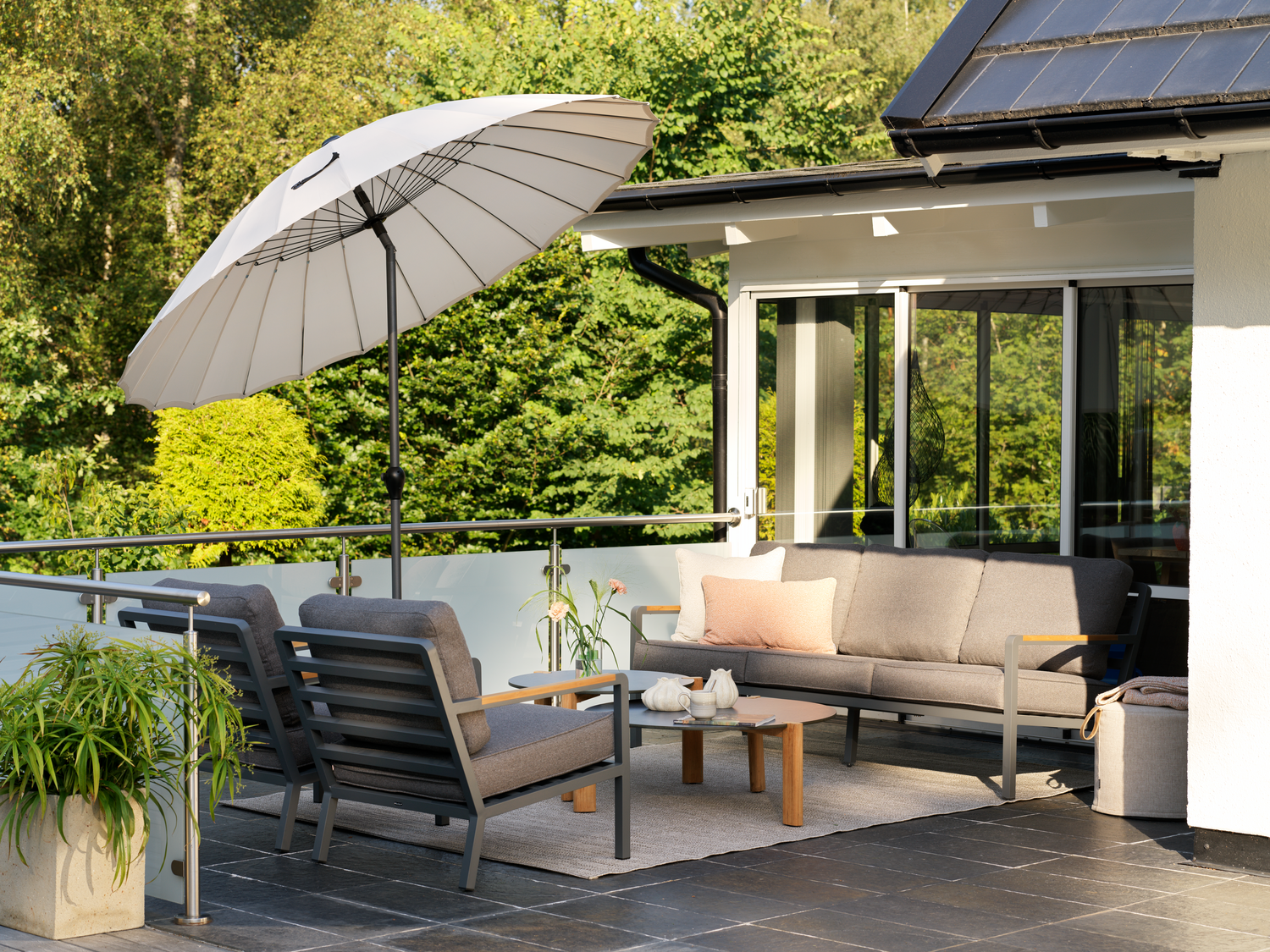 Shanghai parasol Anthracite/khaki