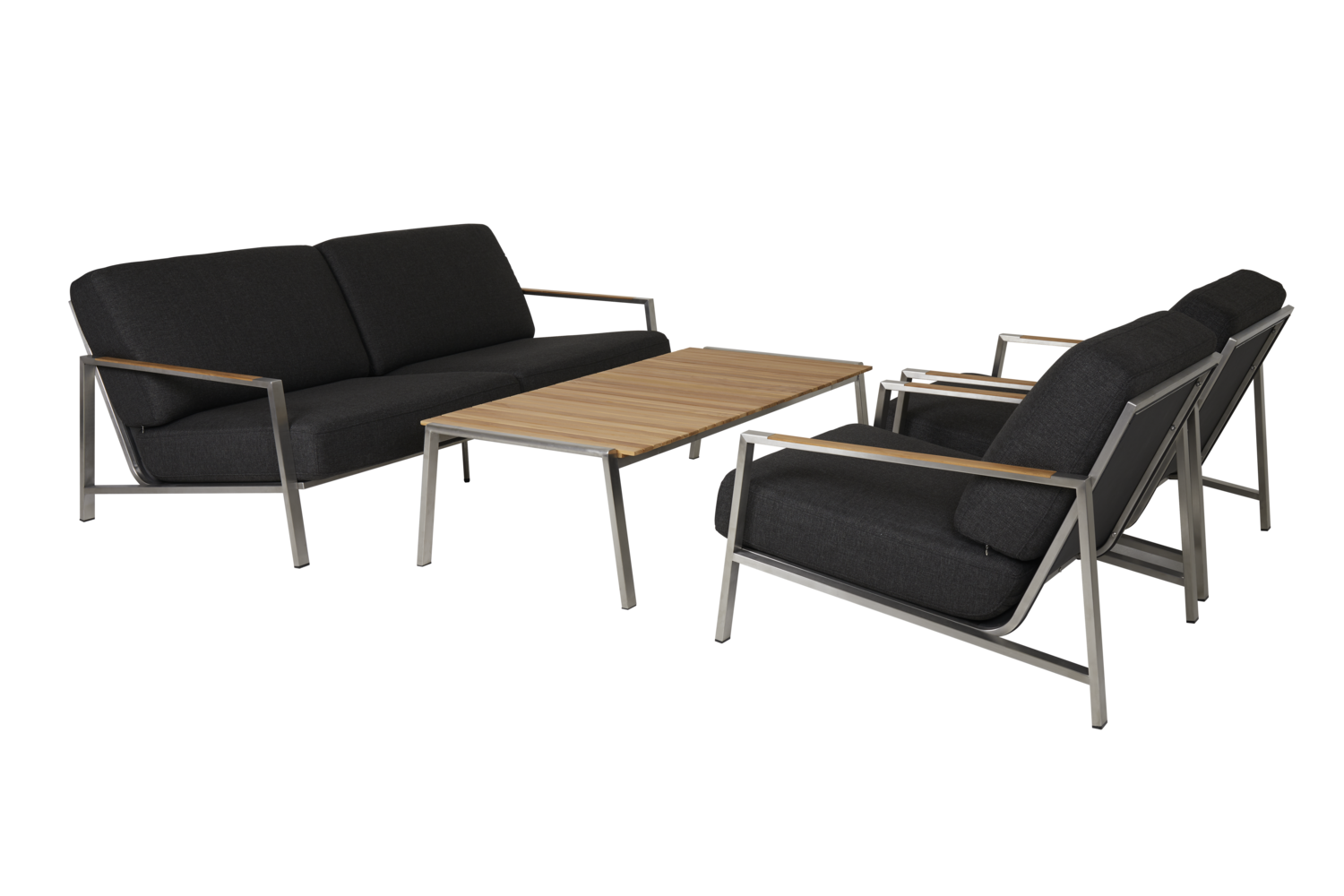 Naos Canapé 2,5 places Acier inoxydable/Presque noir