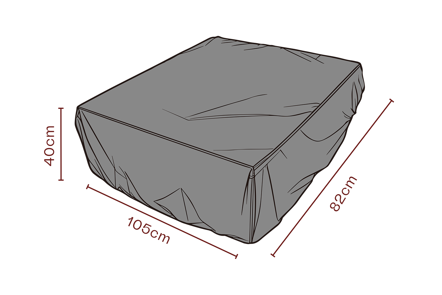 Cover ottoman Black-Breathable