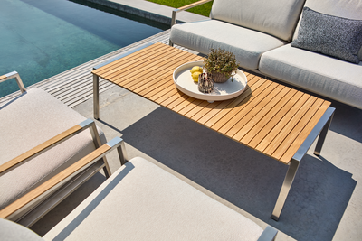 Naos table salon Acier inoxydable/teck