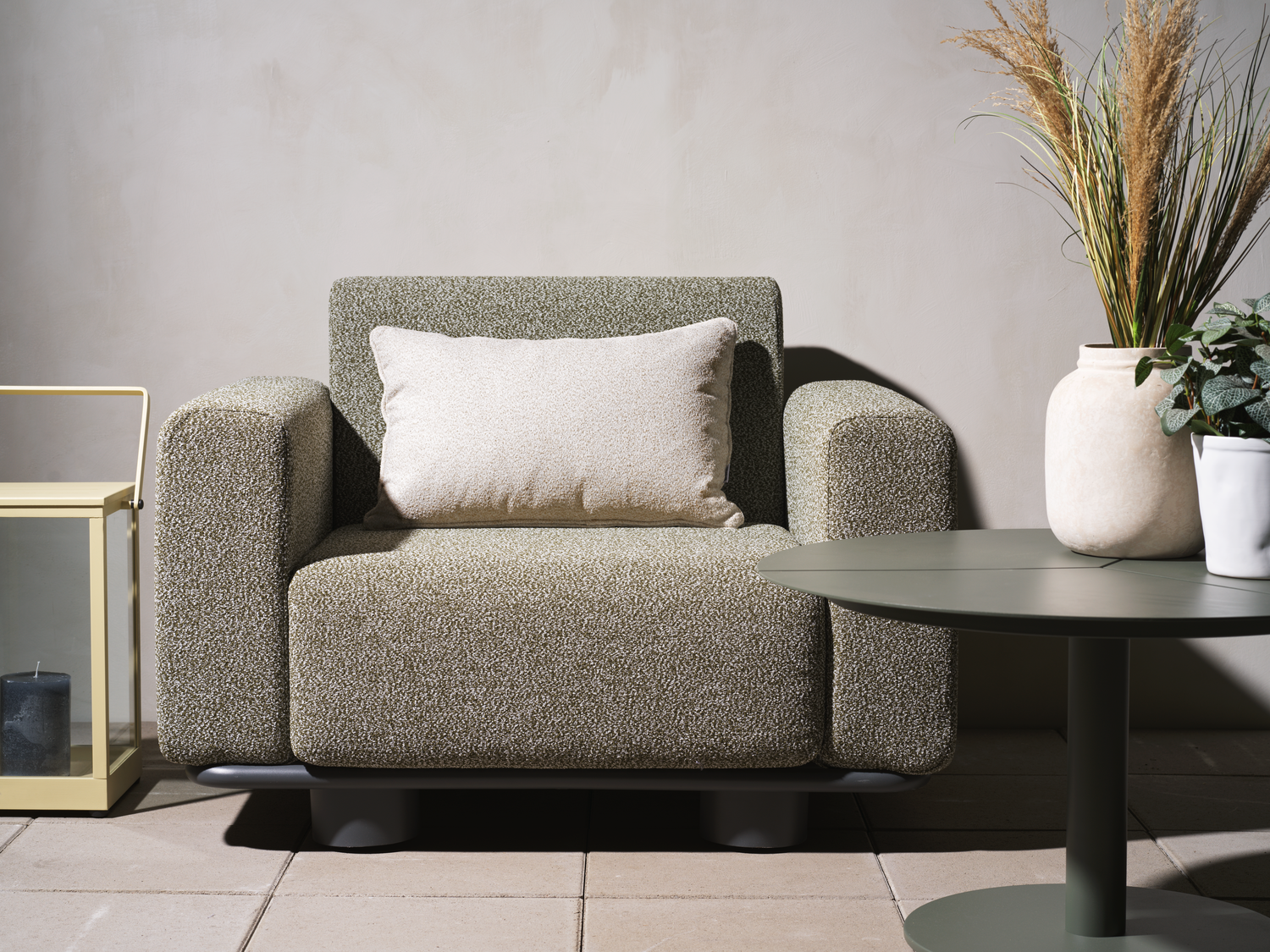 Bolster fauteuil Anthracite/Teddy Verde